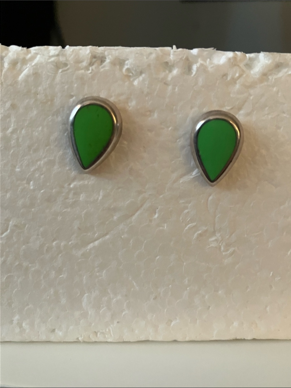 Gaspeite Teardrop Sterling Silver Stud Earrings